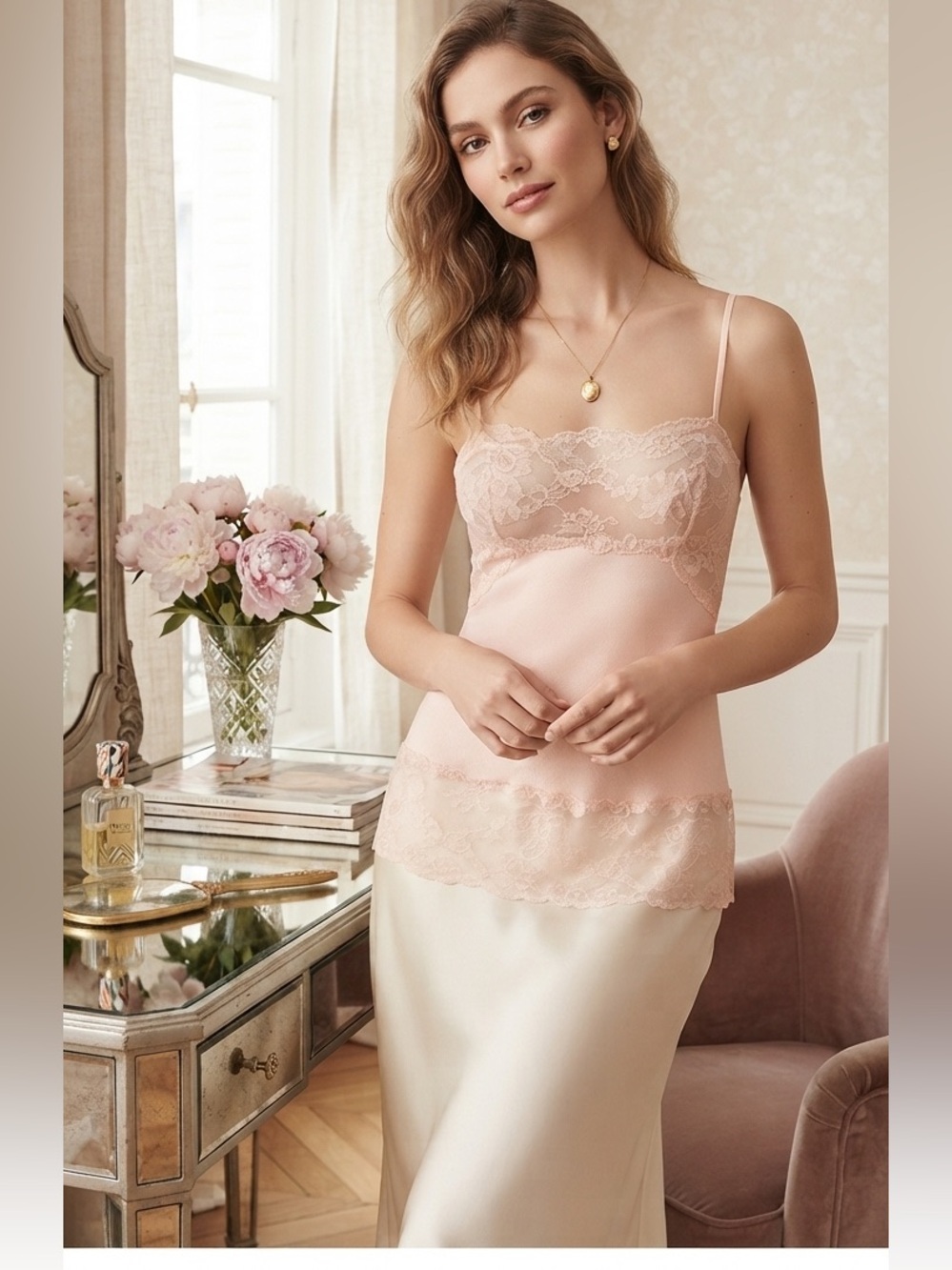 Emilio pucci Elegant Lace Trim Camisole in Soft Pink